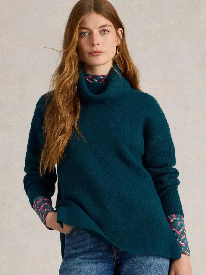 Women LOVELY JUMPER RIBBED Mid Teal White Stuff Knitwear