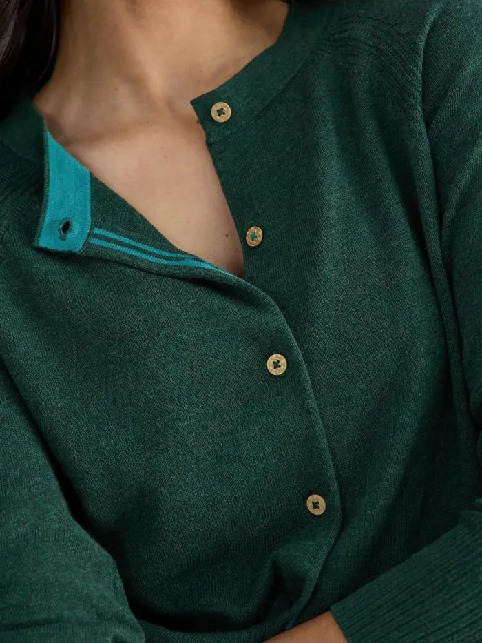 Women LULU LONG SLEEVE CREW NECK CARDI Dark Green White Stuff Knitwear Women LULU LONG SLEEVE CREW NECK CARDI Dark Green White Stuff Knitwear