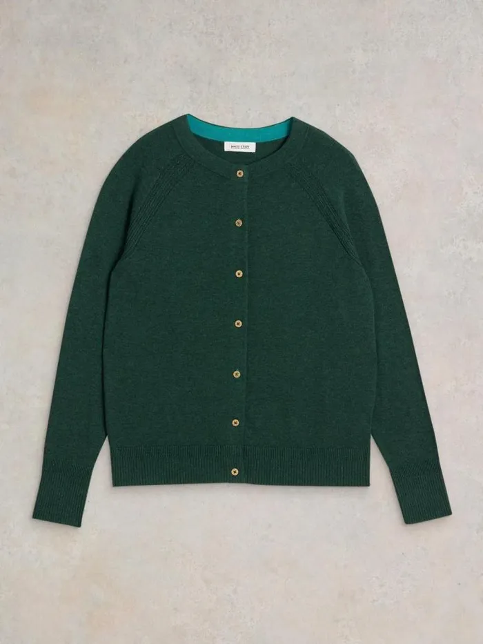 Women LULU LONG SLEEVE CREW NECK CARDI Dark Green White Stuff Knitwear Women LULU LONG SLEEVE CREW NECK CARDI Dark Green White Stuff Knitwear