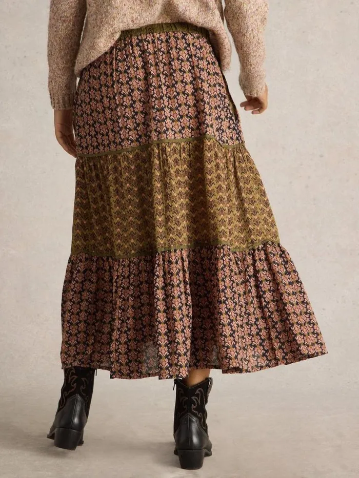 Women Mabel Mixed Print Midi Skirt Black Multi White Stuff Skirts Women Mabel Mixed Print Midi Skirt Black Multi White Stuff Skirts