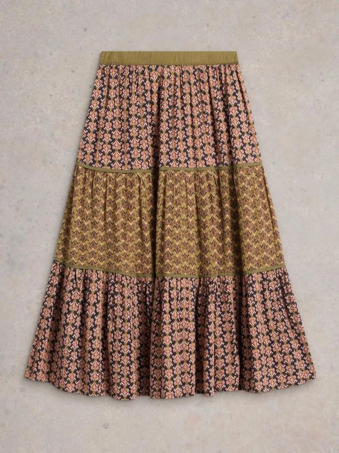 Women Mabel Mixed Print Midi Skirt Black Multi White Stuff Skirts Women Mabel Mixed Print Midi Skirt Black Multi White Stuff Skirts