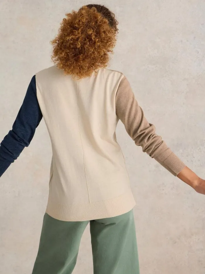 Women MAGGIE V NECK JUMPER Natural Multi White Stuff Knitwear Women MAGGIE V NECK JUMPER Natural Multi White Stuff Knitwear