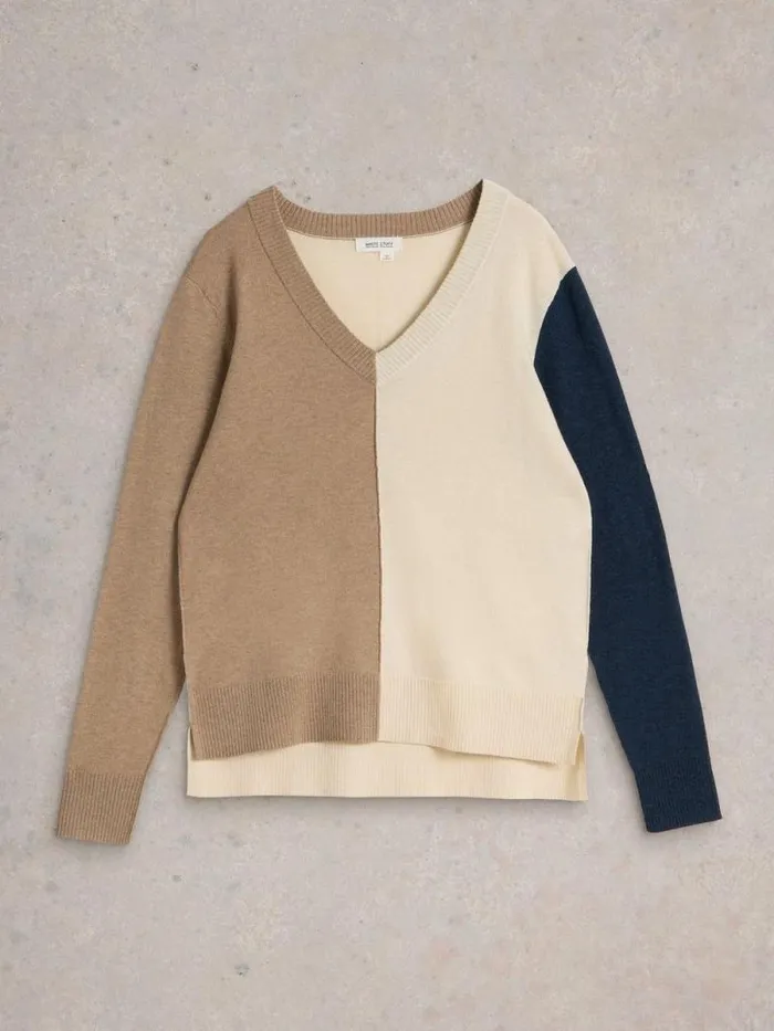 Women MAGGIE V NECK JUMPER Natural Multi White Stuff Knitwear Women MAGGIE V NECK JUMPER Natural Multi White Stuff Knitwear