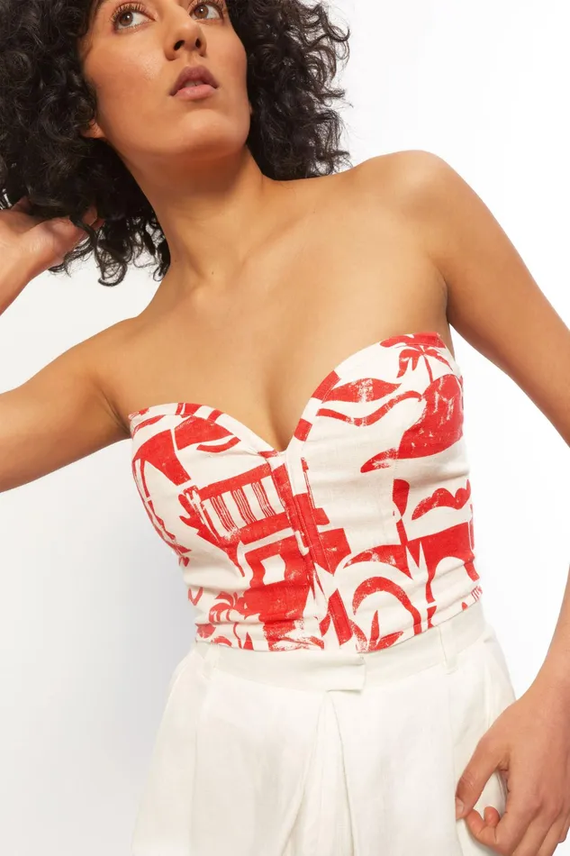 Women Mara Hoffman Tops Rilynn Top Red Cream Women Mara Hoffman Tops Rilynn Top Red Cream