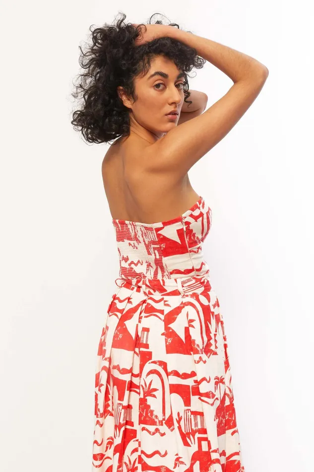 Women Mara Hoffman Tops Rilynn Top Red Cream Women Mara Hoffman Tops Rilynn Top Red Cream