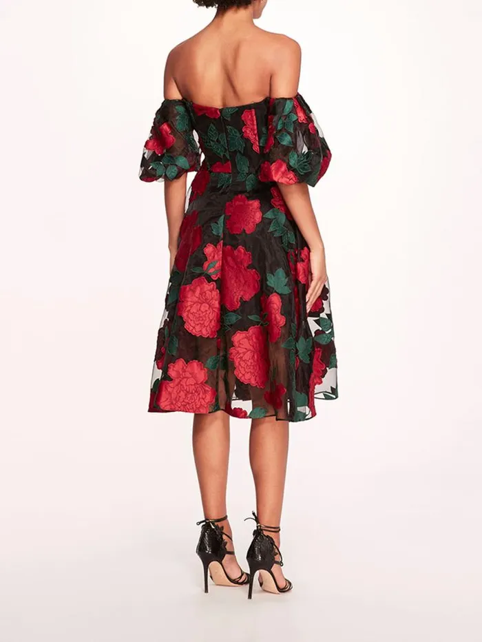 Women Marchesa Marchesa Notte Claude Midi Dress Black Multi