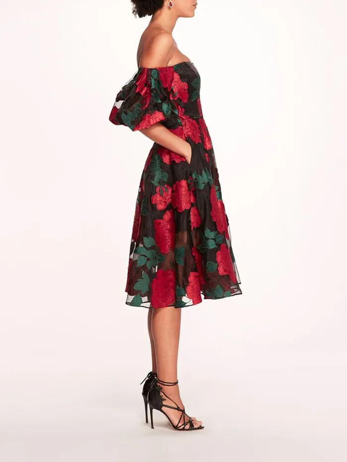 Women Marchesa Marchesa Notte Claude Midi Dress Black Multi
