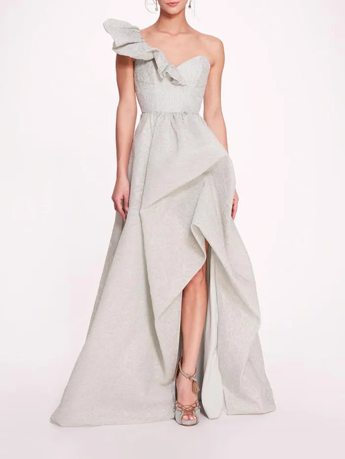 Women Marchesa Marchesa Notte Cloque Draped Gown Mint