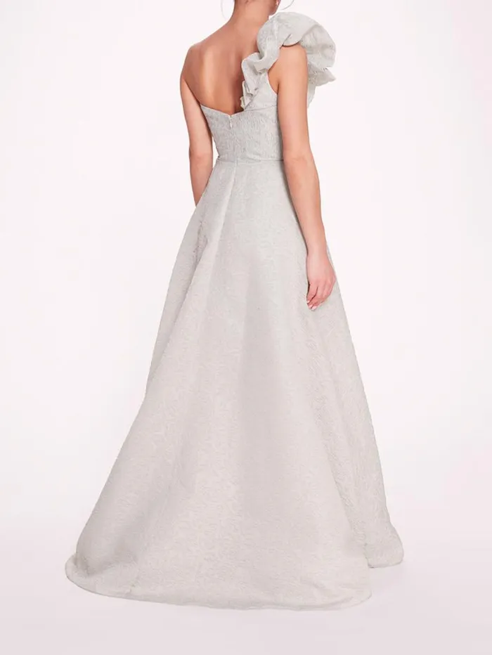 Women Marchesa Marchesa Notte Cloque Draped Gown Mint