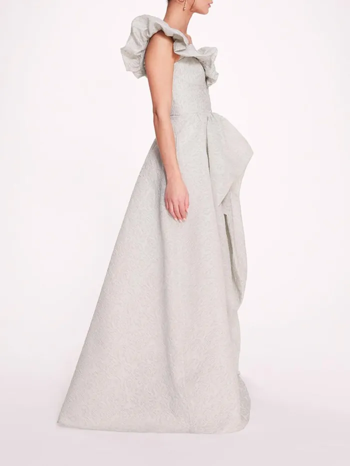 Women Marchesa Marchesa Notte Cloque Draped Gown Mint