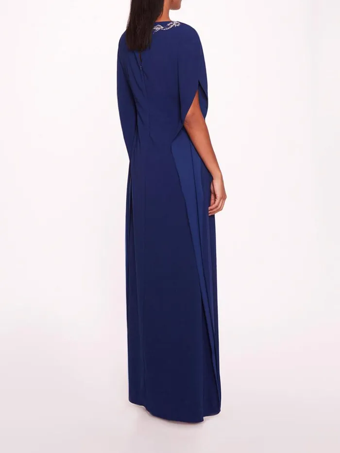 Women Marchesa Marchesa Notte Embroidered Crepe Kaftan Navy