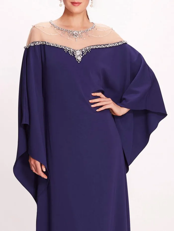 Women Marchesa Marchesa Notte Embroidered Illusion Kaftan Navy