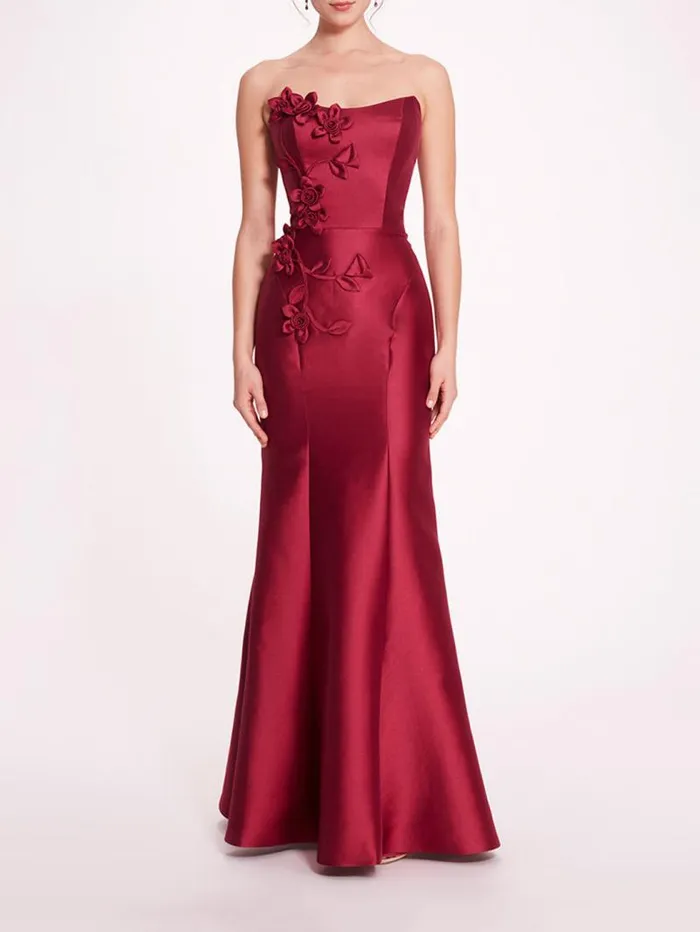 Women Marchesa Marchesa Notte Floral Mikado Gown Eggplant