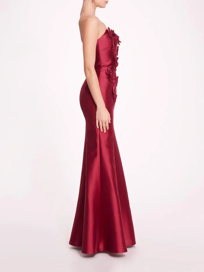 Women Marchesa Marchesa Notte Floral Mikado Gown Eggplant