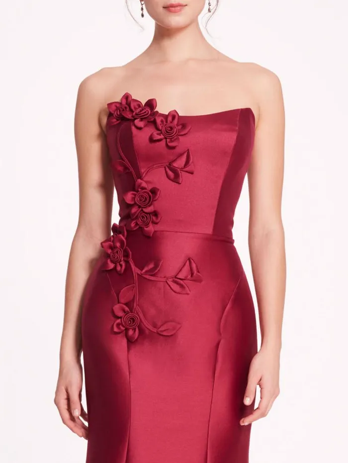 Women Marchesa Marchesa Notte Floral Mikado Gown Eggplant