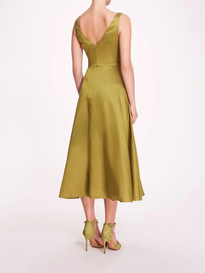 Women Marchesa Marchesa Notte Floral Mikado Midi Dress Olive
