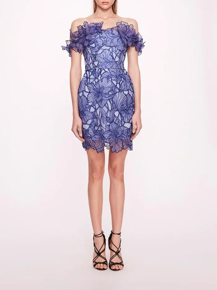 Women Marchesa Marchesa Notte Iris Cutwork Mini Dress Navy