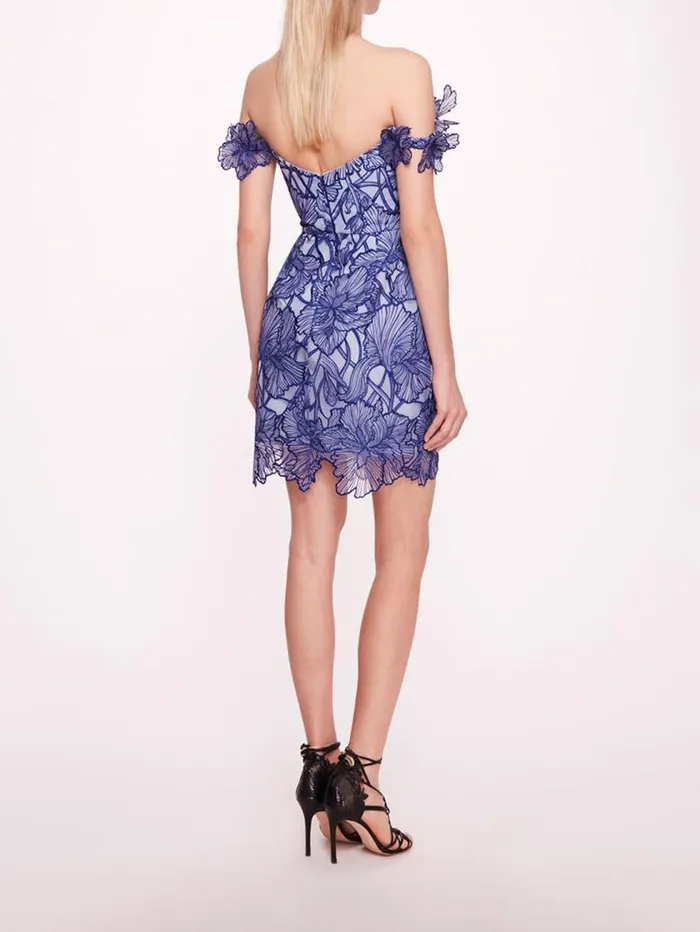 Women Marchesa Marchesa Notte Iris Cutwork Mini Dress Navy