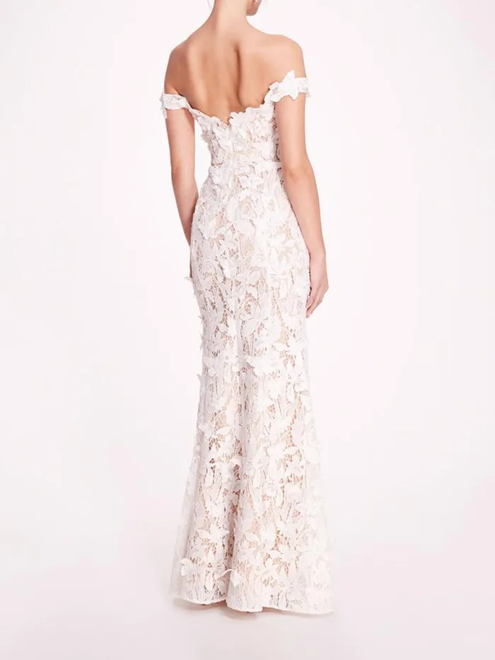 Women Marchesa Marchesa Notte Organic Lace Gown Ivory