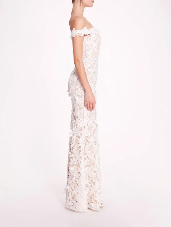 Women Marchesa Marchesa Notte Organic Lace Gown Ivory