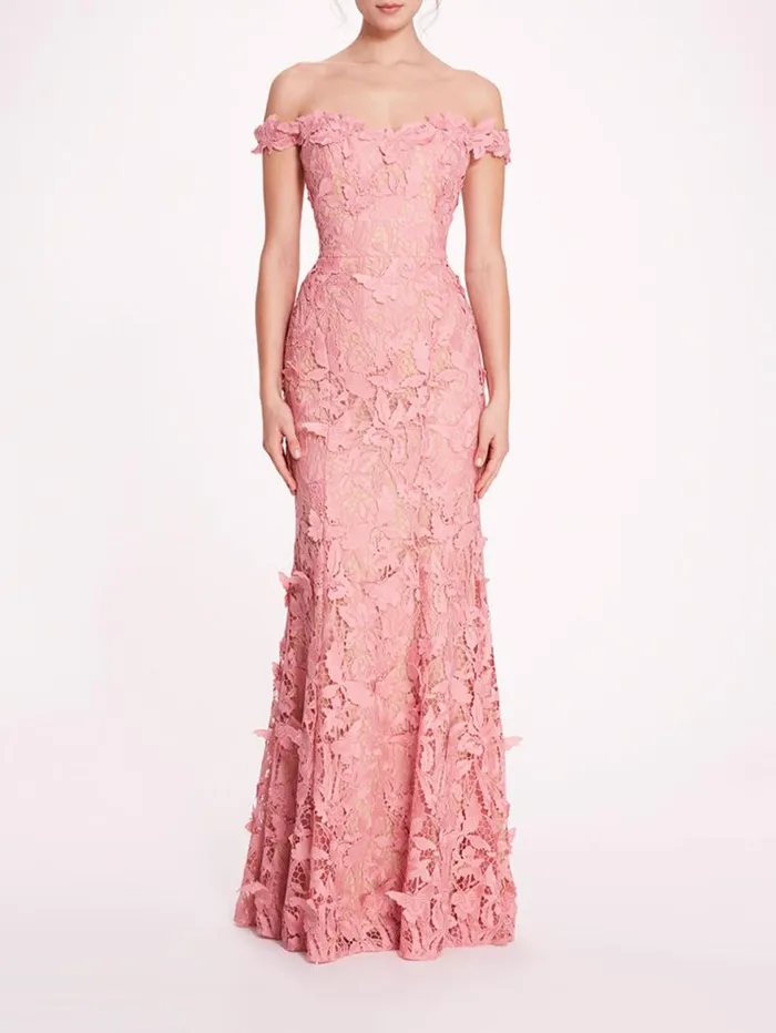 Women Marchesa Marchesa Notte Organic Lace Gown Rose