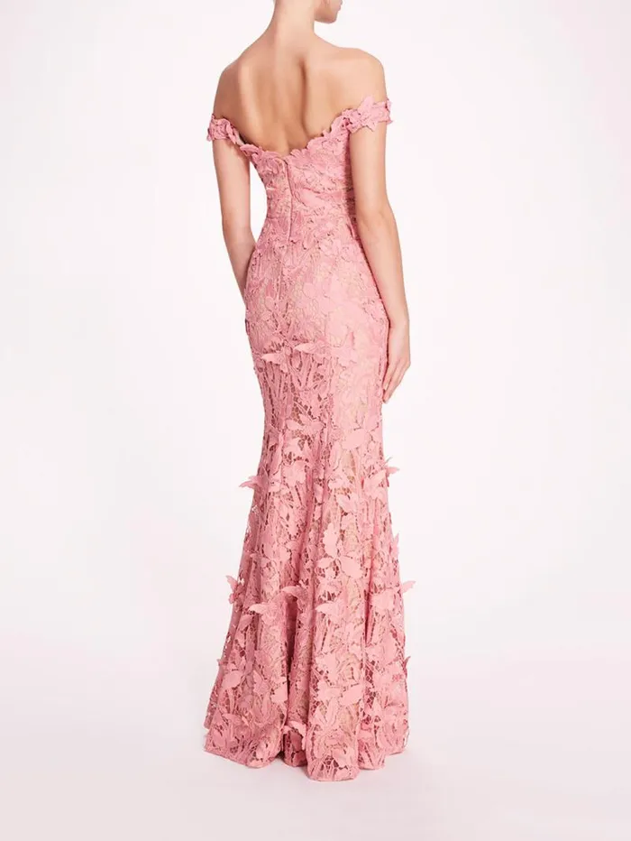 Women Marchesa Marchesa Notte Organic Lace Gown Rose