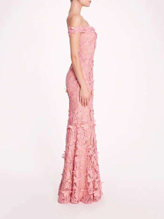 Women Marchesa Marchesa Notte Organic Lace Gown Rose