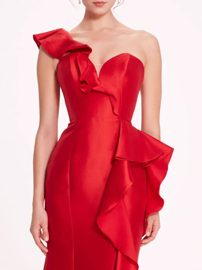 Women Marchesa Marchesa Notte Silk Mikado Gown Red