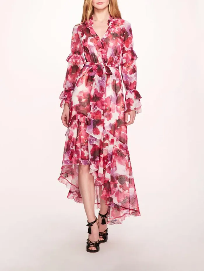 Women Marchesa Marchesa Rosa Oleander Maxi Dress Magenta Multi