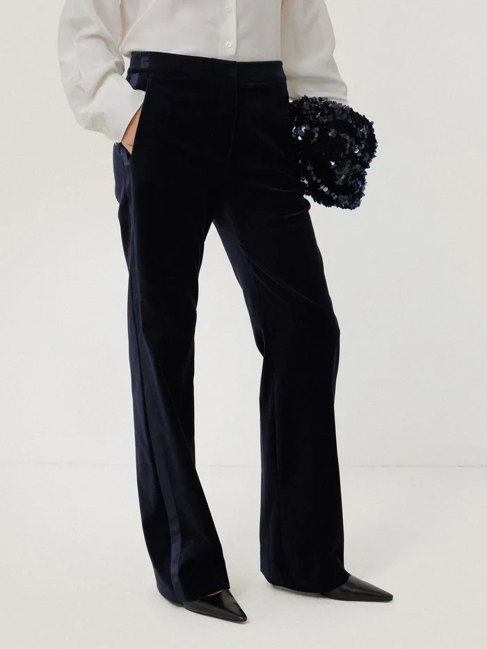 Women Mason Velvet Trouser Navy Jigsaw Coords