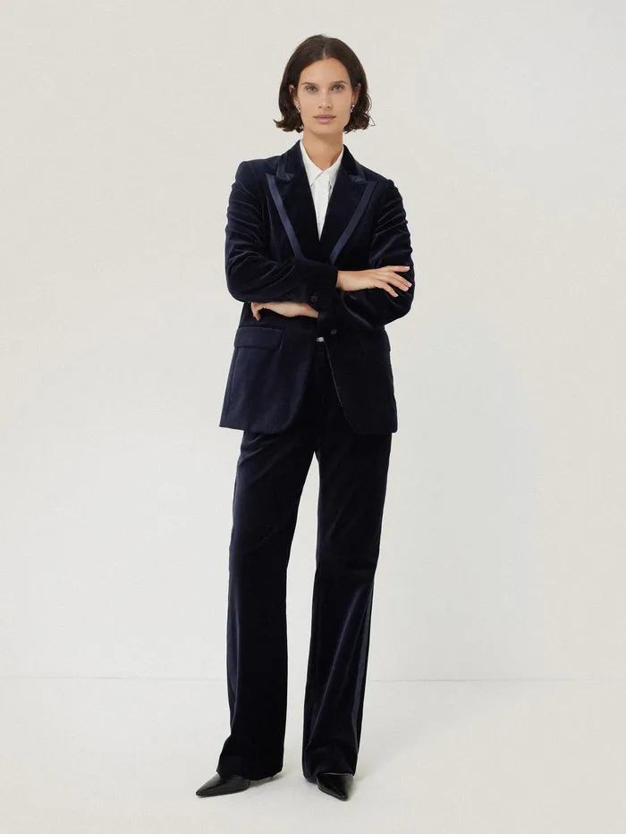 Women Mason Velvet Trouser Navy Jigsaw Coords
