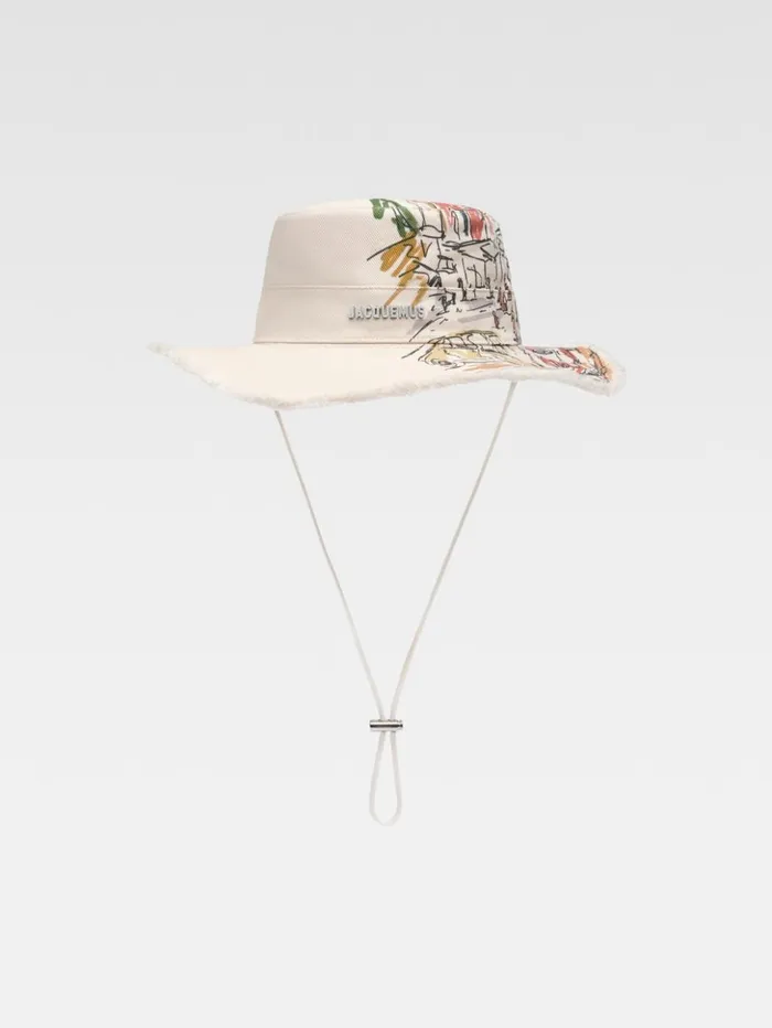 WomenMen Hats JACQUEMUS The Artichaut Bucket Hat Print Capri Cars White
