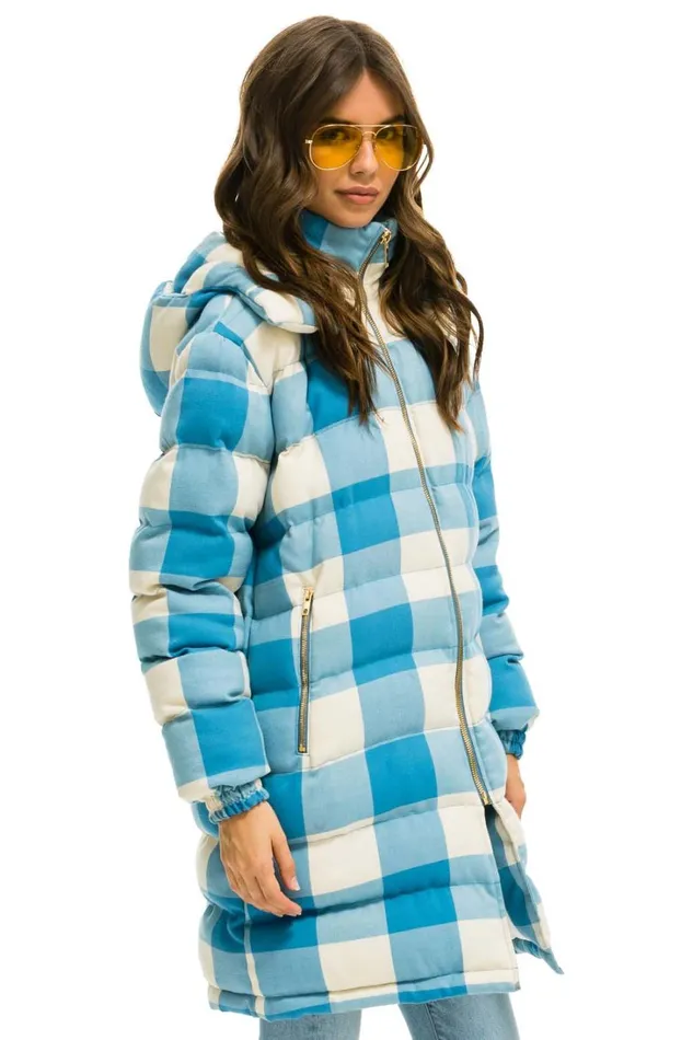 WomenMen Outerwear Aviator Nation PLAID UNISEX LONG TREKKER JACKET 8211 SKY PLAID WomenMen Outerwear Aviator Nation PLAID UNISEX LONG TREKKER JACKET 8211 SKY PLAID