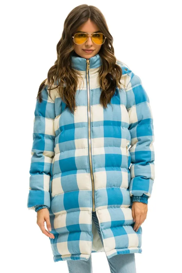 WomenMen Outerwear Aviator Nation PLAID UNISEX LONG TREKKER JACKET 8211 SKY PLAID WomenMen Outerwear Aviator Nation PLAID UNISEX LONG TREKKER JACKET 8211 SKY PLAID