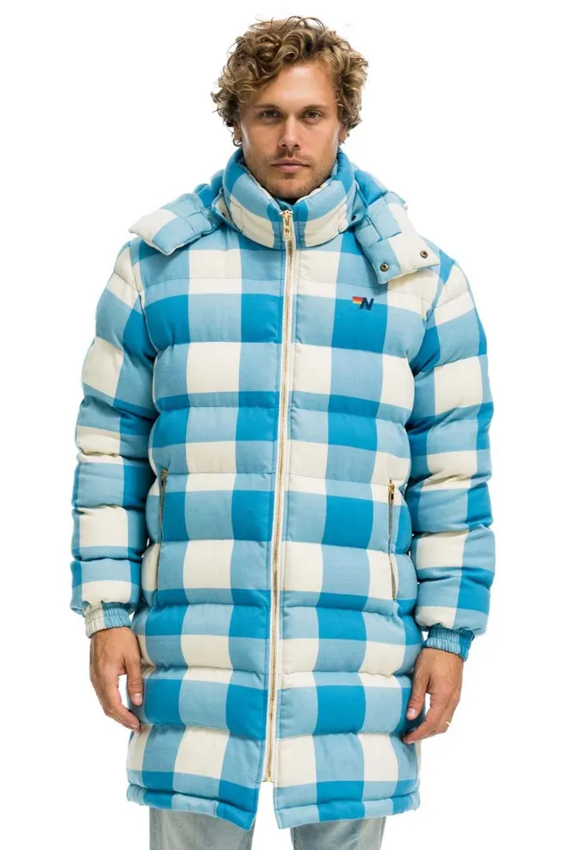 WomenMen Outerwear Aviator Nation PLAID UNISEX LONG TREKKER JACKET 8211 SKY PLAID WomenMen Outerwear Aviator Nation PLAID UNISEX LONG TREKKER JACKET 8211 SKY PLAID