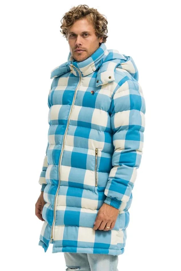 WomenMen Outerwear Aviator Nation PLAID UNISEX LONG TREKKER JACKET 8211 SKY PLAID WomenMen Outerwear Aviator Nation PLAID UNISEX LONG TREKKER JACKET 8211 SKY PLAID