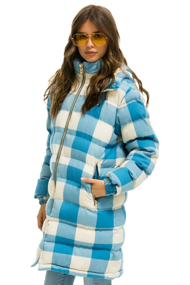 WomenMen Outerwear Aviator Nation PLAID UNISEX LONG TREKKER JACKET 8211 SKY PLAID WomenMen Outerwear Aviator Nation PLAID UNISEX LONG TREKKER JACKET 8211 SKY PLAID
