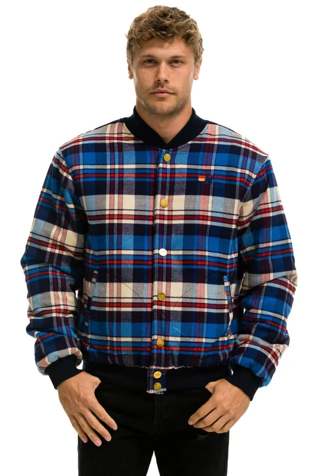 WomenMen Outerwear Aviator Nation PLAID UNISEX VARSITY JACKET 8211 PATRIOT PLAID WomenMen Outerwear Aviator Nation PLAID UNISEX VARSITY JACKET 8211 PATRIOT PLAID