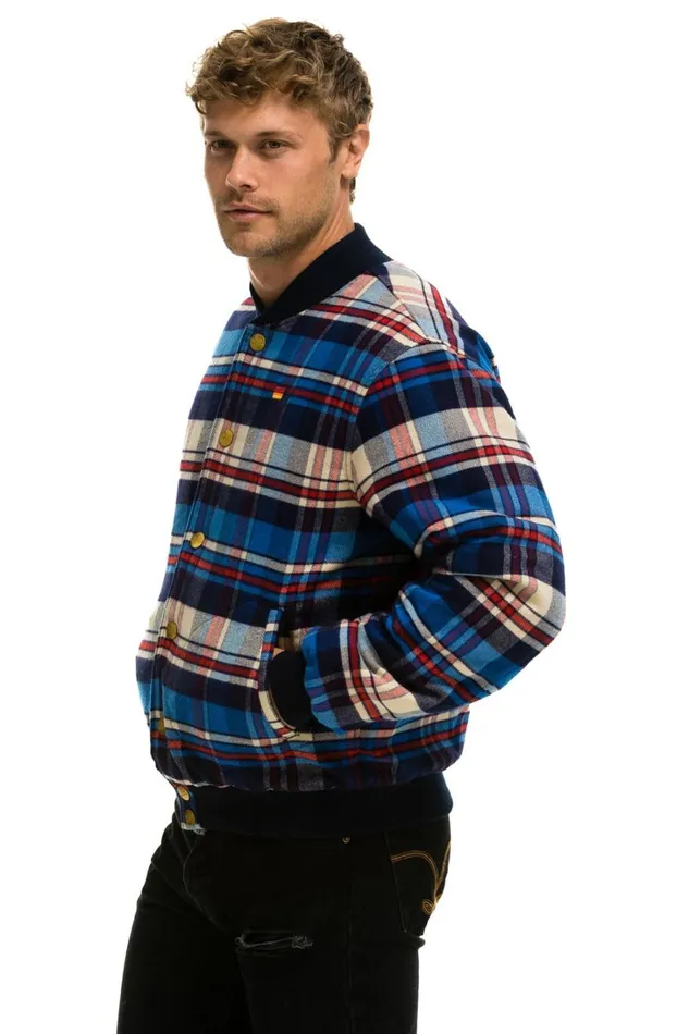 WomenMen Outerwear Aviator Nation PLAID UNISEX VARSITY JACKET 8211 PATRIOT PLAID WomenMen Outerwear Aviator Nation PLAID UNISEX VARSITY JACKET 8211 PATRIOT PLAID