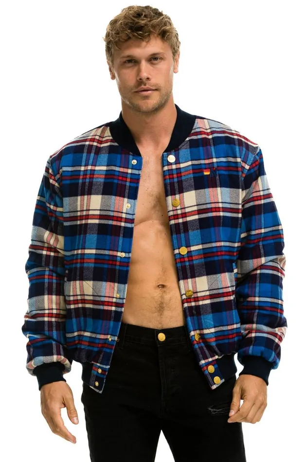 WomenMen Outerwear Aviator Nation PLAID UNISEX VARSITY JACKET 8211 PATRIOT PLAID WomenMen Outerwear Aviator Nation PLAID UNISEX VARSITY JACKET 8211 PATRIOT PLAID