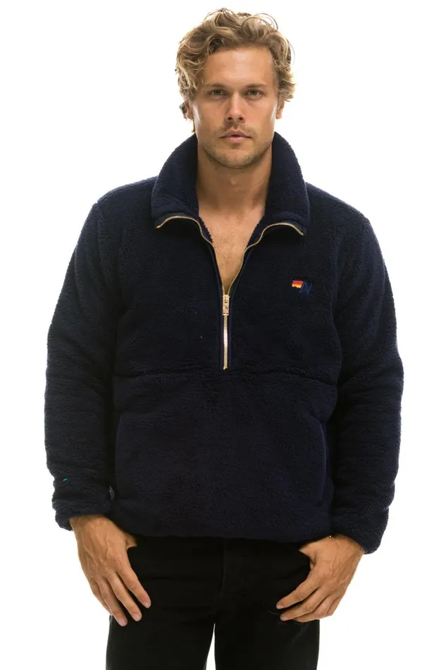WomenMen Outerwear Aviator Nation TEDDY UNISEX HALF ZIP JACKET 8211 NAVY WomenMen Outerwear Aviator Nation TEDDY UNISEX HALF ZIP JACKET 8211 NAVY