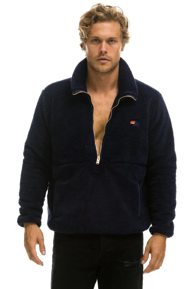 WomenMen Outerwear Aviator Nation TEDDY UNISEX HALF ZIP JACKET 8211 NAVY WomenMen Outerwear Aviator Nation TEDDY UNISEX HALF ZIP JACKET 8211 NAVY