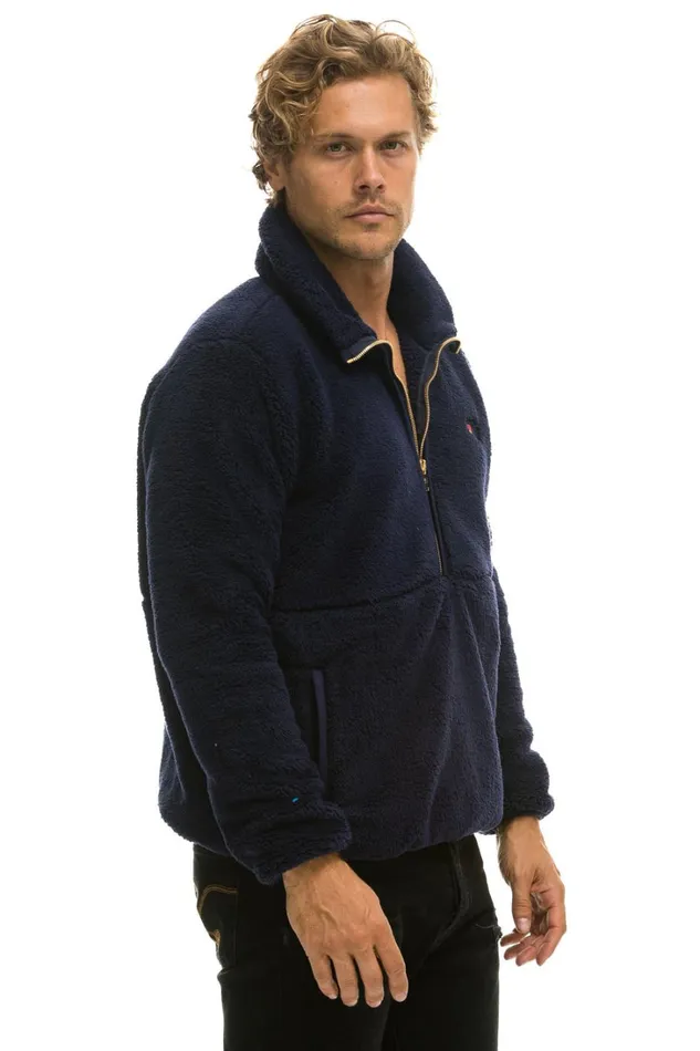 WomenMen Outerwear Aviator Nation TEDDY UNISEX HALF ZIP JACKET 8211 NAVY WomenMen Outerwear Aviator Nation TEDDY UNISEX HALF ZIP JACKET 8211 NAVY