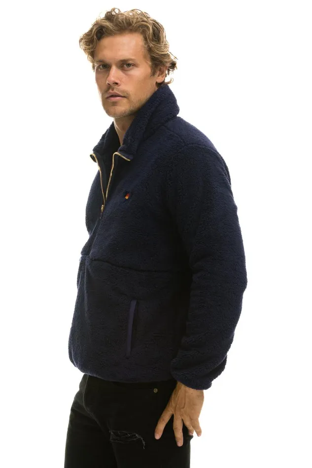 WomenMen Outerwear Aviator Nation TEDDY UNISEX HALF ZIP JACKET 8211 NAVY WomenMen Outerwear Aviator Nation TEDDY UNISEX HALF ZIP JACKET 8211 NAVY