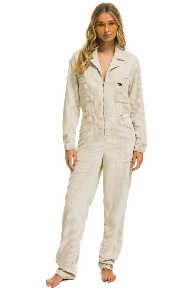 WomenMen Outerwear Aviator Nation UNISEX CORDUROY FLIGHT SUIT 8211 VINTAGE WHITE