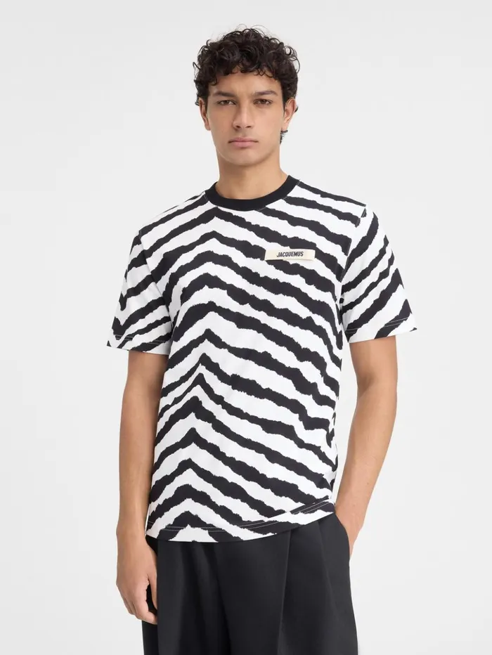 WomenMen Tshirts JACQUEMUS The Gros Grain Tshirt Black and White Zebra