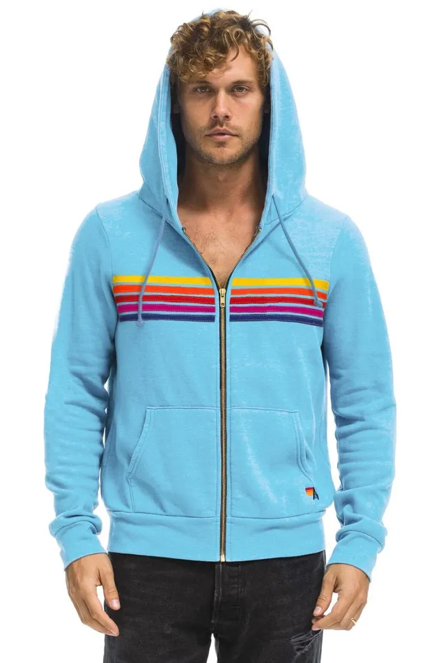 WomenMen Tops Aviator Nation 5 STRIPE HOODIE 8211 SKY YELLOW PURPLE WomenMen Tops Aviator Nation 5 STRIPE HOODIE 8211 SKY YELLOW PURPLE