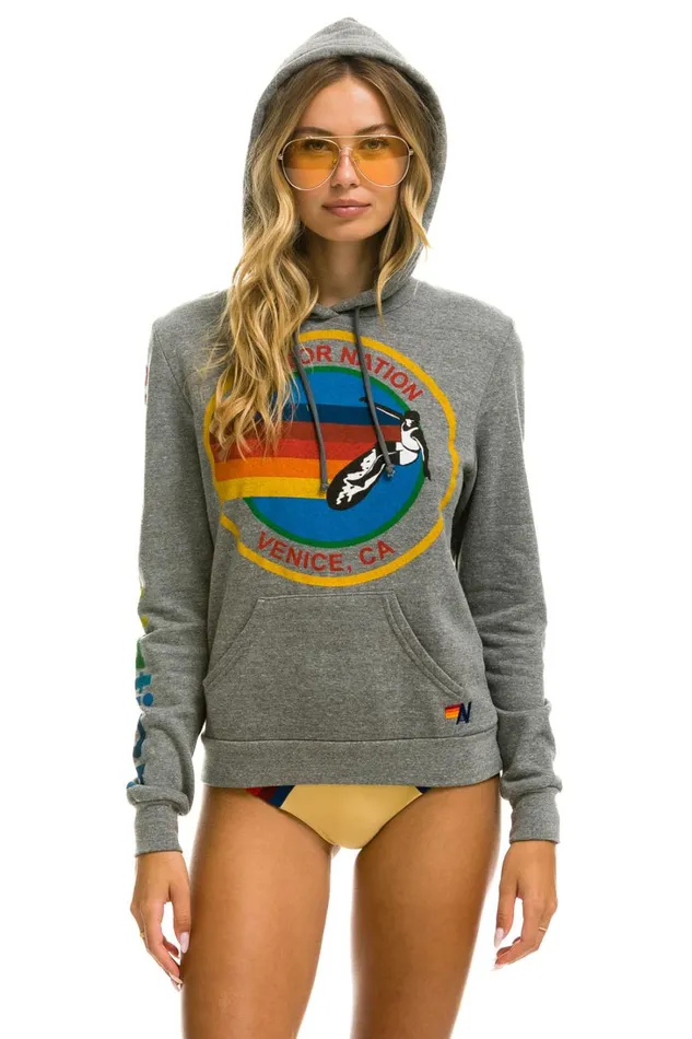 WomenMen Tops Aviator Nation AVIATOR NATION PULLOVER HOODIE 8211 HEATHER GREY WomenMen Tops Aviator Nation AVIATOR NATION PULLOVER HOODIE 8211 HEATHER GREY