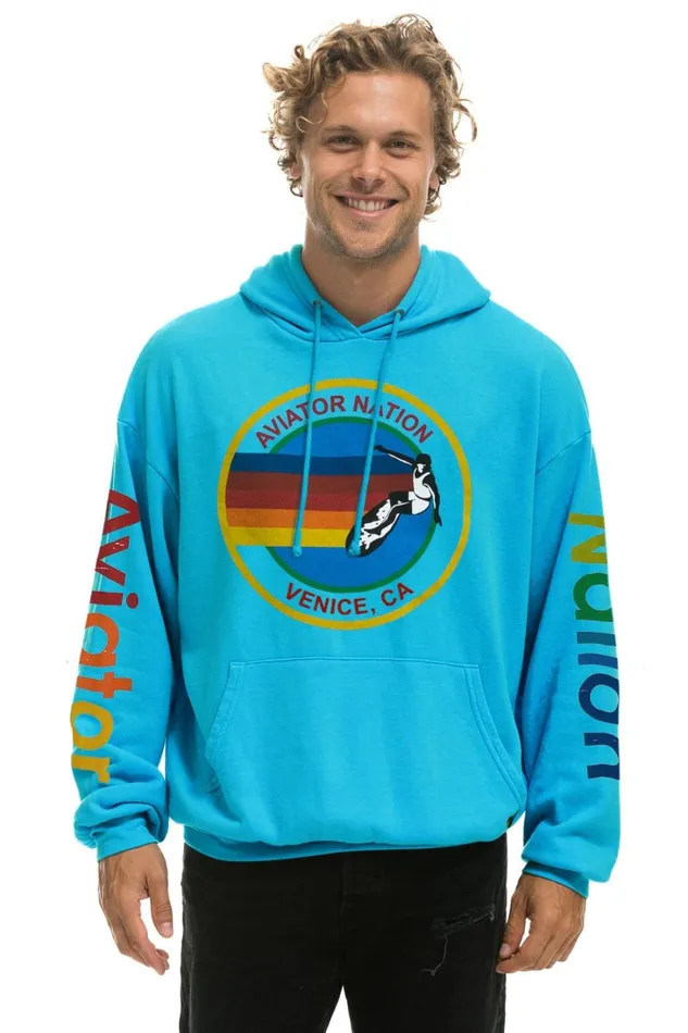 WomenMen Tops Aviator Nation AVIATOR NATION RELAXED PULLOVER HOODIE 8211 NEON BLUE WomenMen Tops Aviator Nation AVIATOR NATION RELAXED PULLOVER HOODIE 8211 NEON BLUE