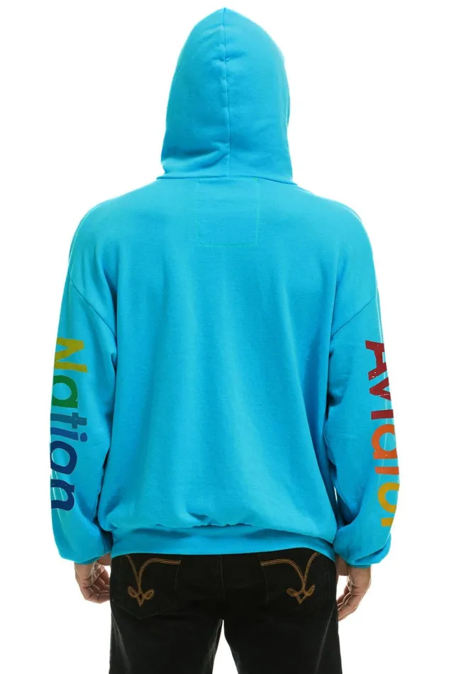 WomenMen Tops Aviator Nation AVIATOR NATION RELAXED PULLOVER HOODIE 8211 NEON BLUE WomenMen Tops Aviator Nation AVIATOR NATION RELAXED PULLOVER HOODIE 8211 NEON BLUE